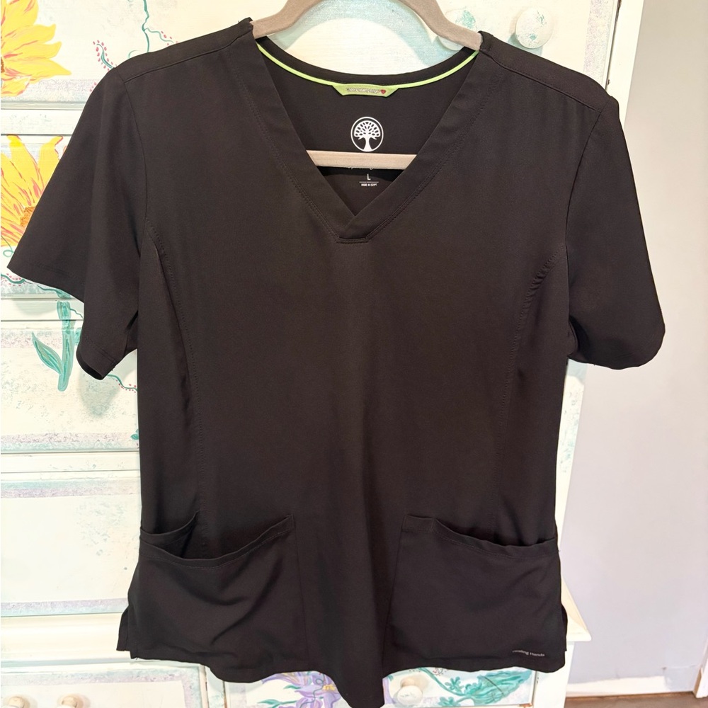 HH Works Black V-Neck Women's Scrub Top